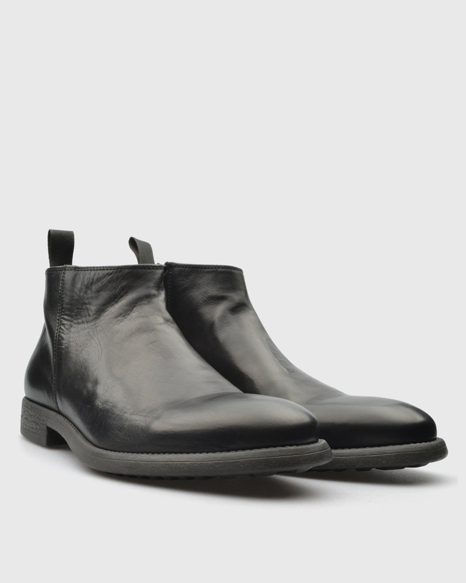 VINCENT & FRANKS VFW25 BLAK CLAF LEATHER ZIP ANKLE BOOT