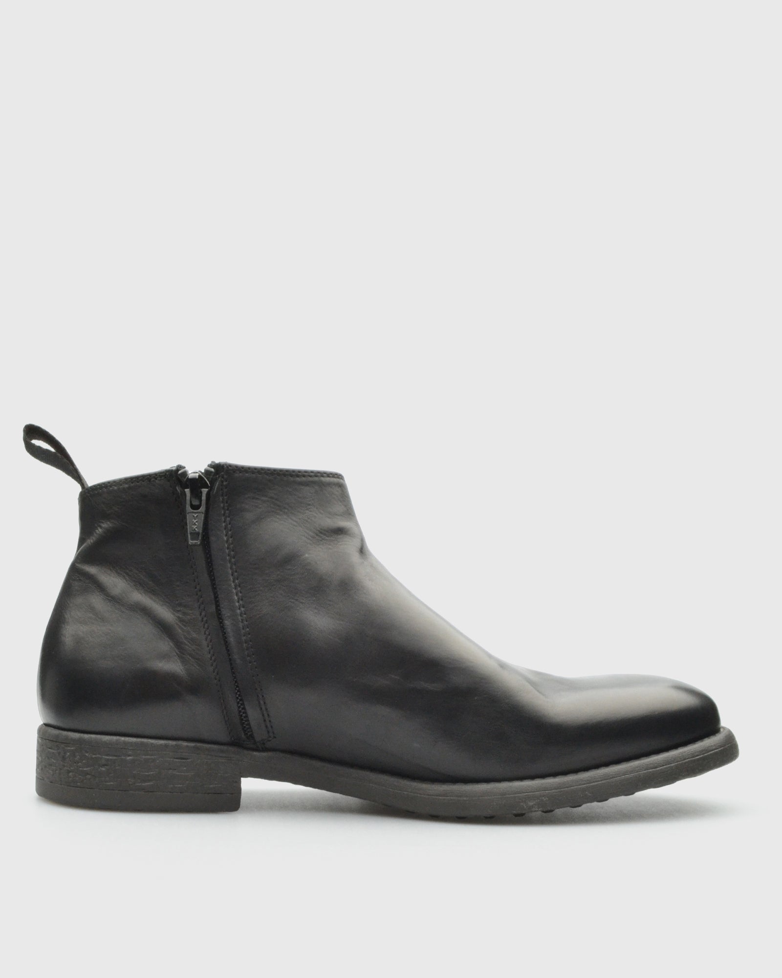 VINCENT & FRANKS VFW25 BLAK CLAF LEATHER ZIP ANKLE BOOT