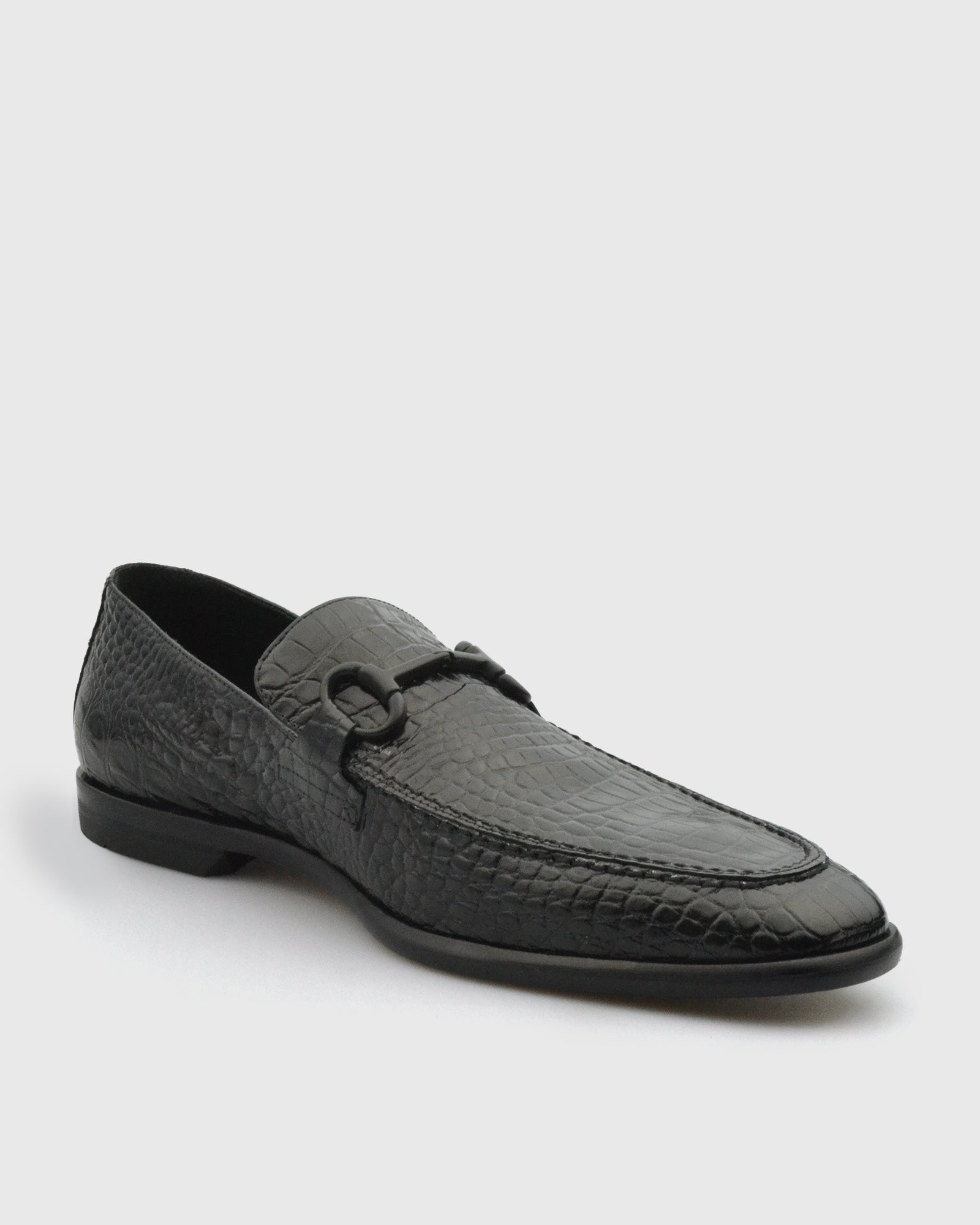 VINCENT & FRANKS W24CROC BLACK CROCODILE LOAFER