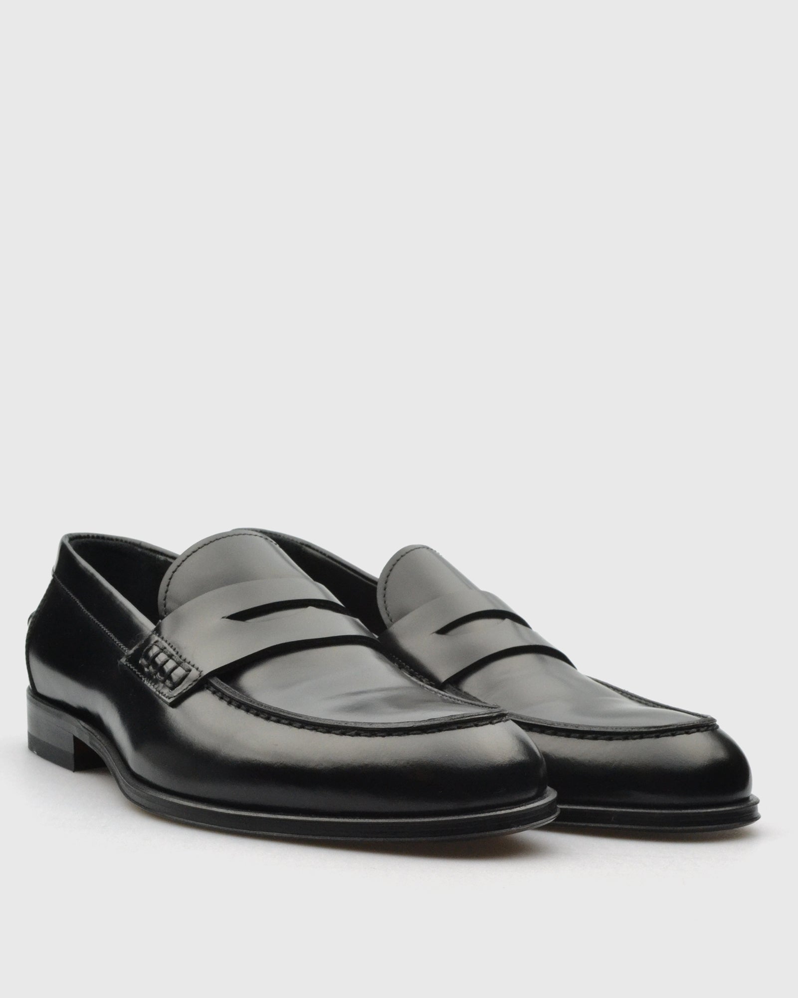 VINCENT & FRANKS W25VF BLACK HIGH-SHINE PENNY LOAFER