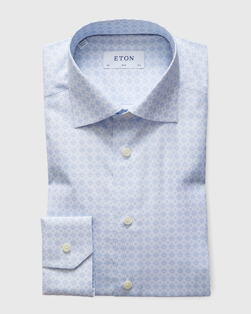 ETON 10000039725 BLUE SLIM SINGLE CUFF SHIRT