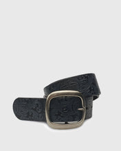 Load image into Gallery viewer, VINCENT& FRANKS / ROUGE 651E EMBOSSED BLACK LEATHER BELT