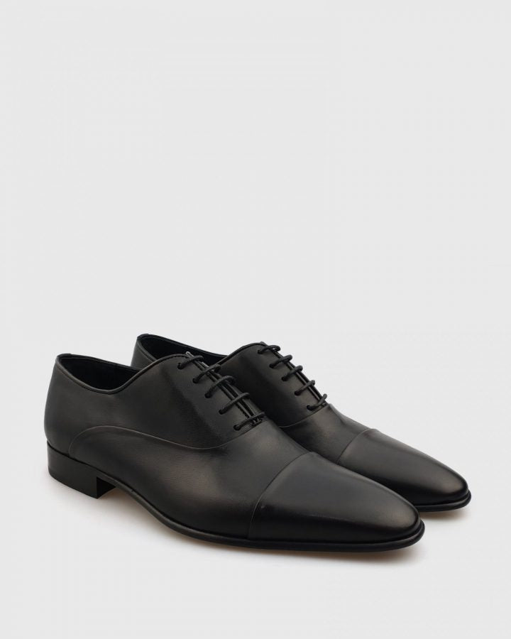 BRANDO 6850 AUSTIN OXFORD BLACK TOE CAP SHOE