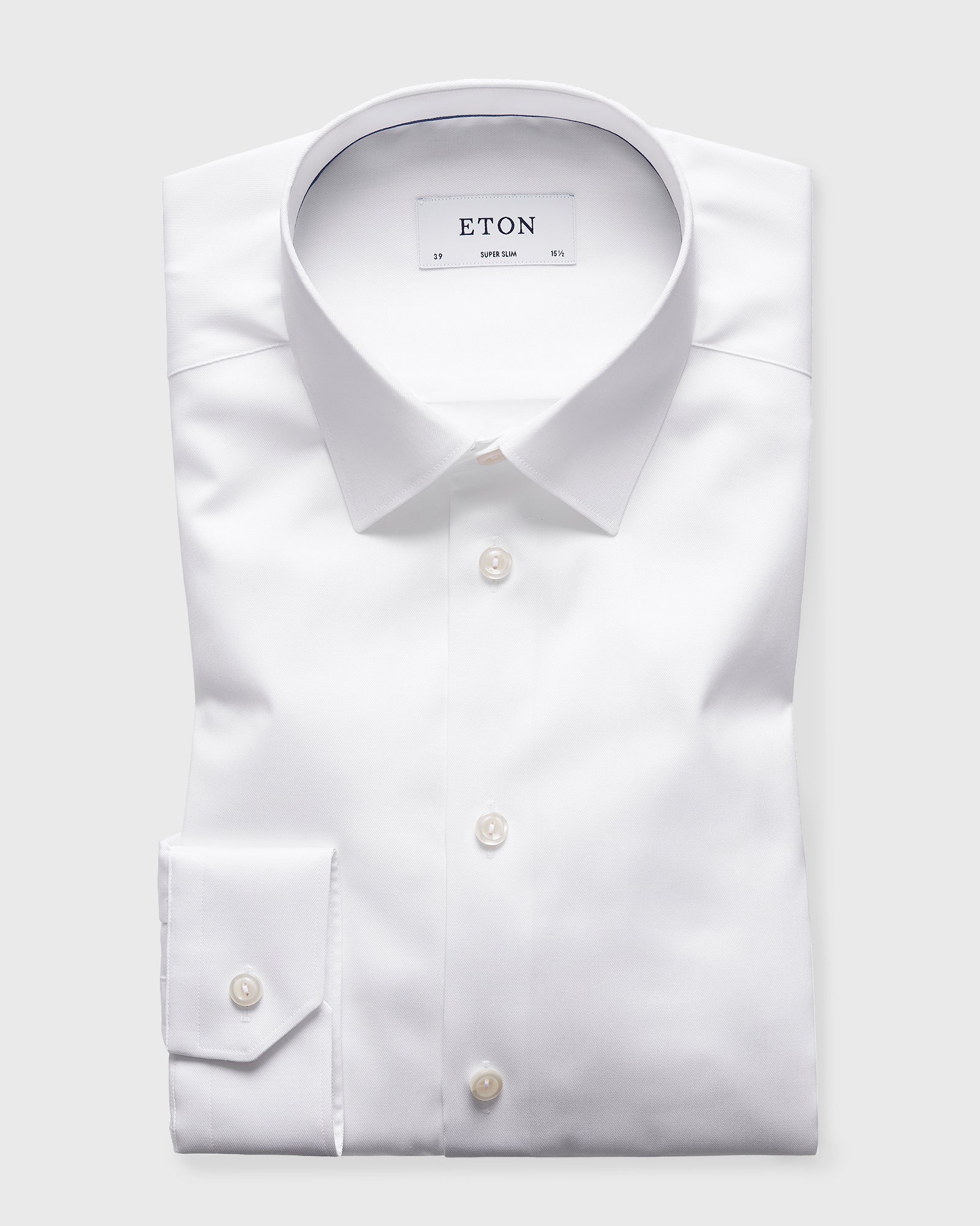 ETON 30008881100 WHITE SIGNATURE TWILL SUPER-SLIM SINGLE CUFF SHIRT