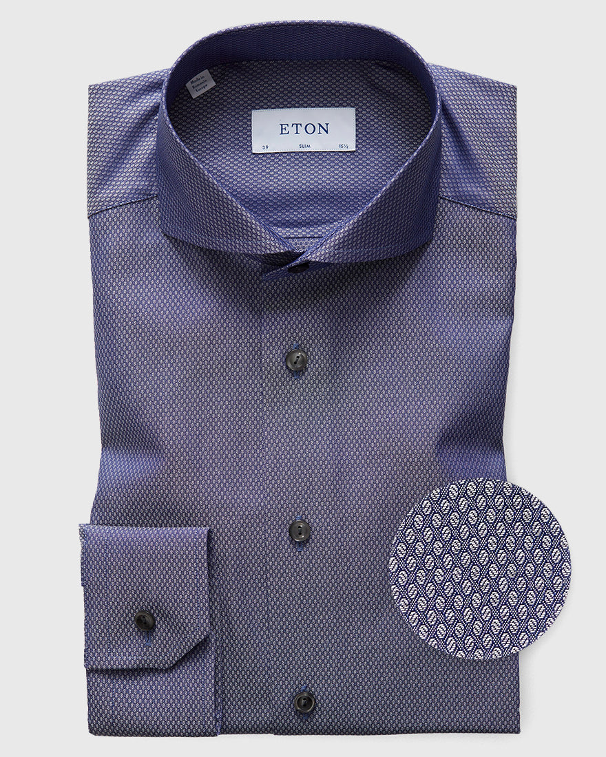 ETON 34457351129 BLUE SLIM SC SHIRT