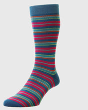 Load image into Gallery viewer, PANTHERELLA 535446 TURQ MULTI STRIPE SOCKS