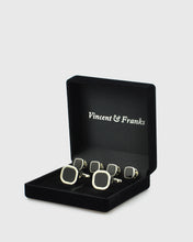 Load image into Gallery viewer, VINCENT & FRANKS VF41223S RHODIUM CUFFLINKS & STUD SET