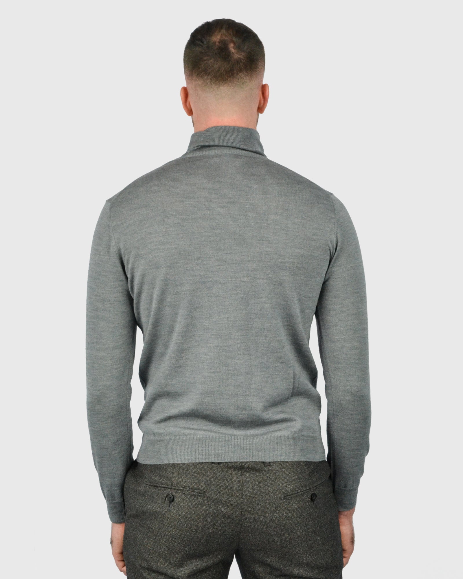 VISCONTI W23R GREY WOOL ROLL NECK / POLO NECK