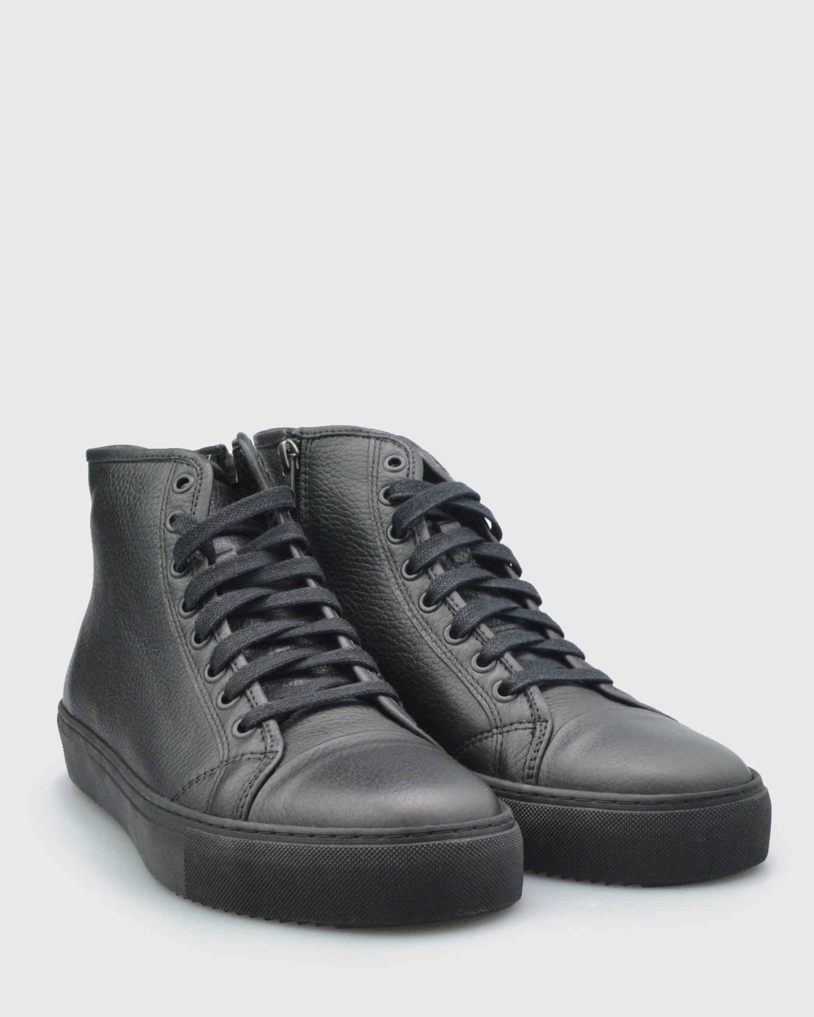 VINCENT & FRANKS VFW22HT BLACK HIGH-TOP LEATHER SNEAKER