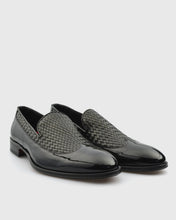 Load image into Gallery viewer, VINCENT & FRANKS VFW23LO SHINY BLACK PATENT & WOVEN LOAFER