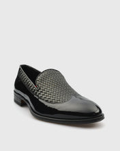 Load image into Gallery viewer, VINCENT & FRANKS VFW23LO SHINY BLACK PATENT & WOVEN LOAFER
