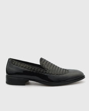 Load image into Gallery viewer, VINCENT & FRANKS VFW23LO SHINY BLACK PATENT & WOVEN LOAFER