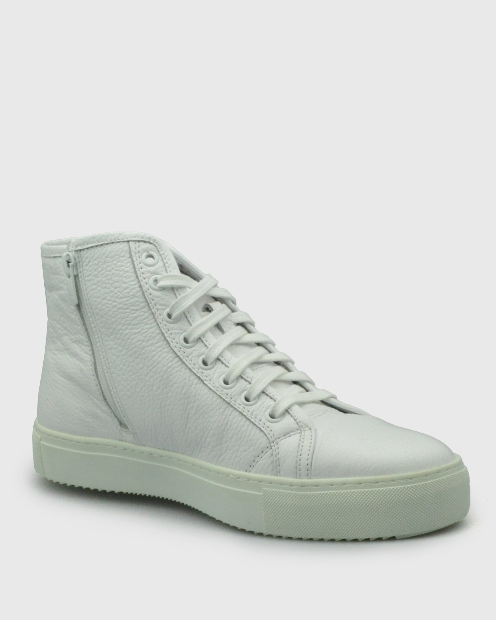 VINCENT & FRANKS VFW22HT WHITE HIGH-TOP LEATHER SNEAKER