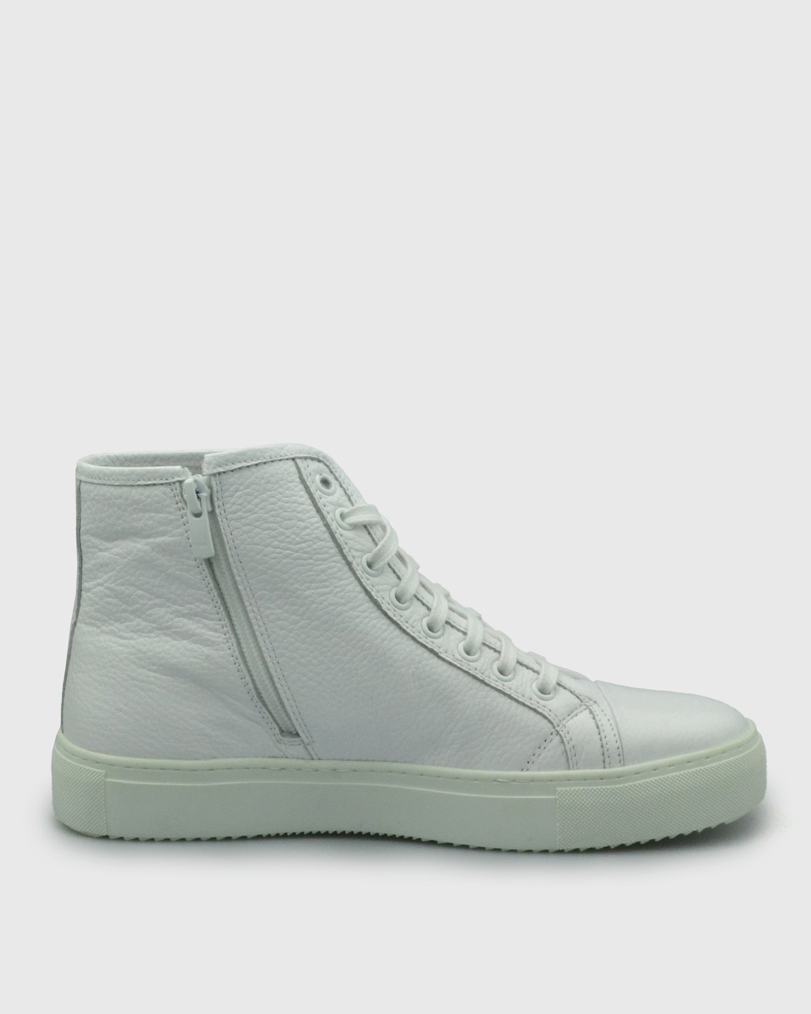 VINCENT & FRANKS VFW22HT WHITE HIGH-TOP LEATHER SNEAKER