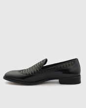 Load image into Gallery viewer, VINCENT & FRANKS VFW23LO SHINY BLACK PATENT & WOVEN LOAFER