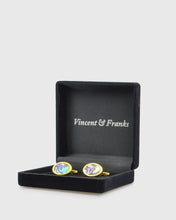 Load image into Gallery viewer, VINCENT & FRANKS VF24223 ABALONE GOLD CUFFLINKS