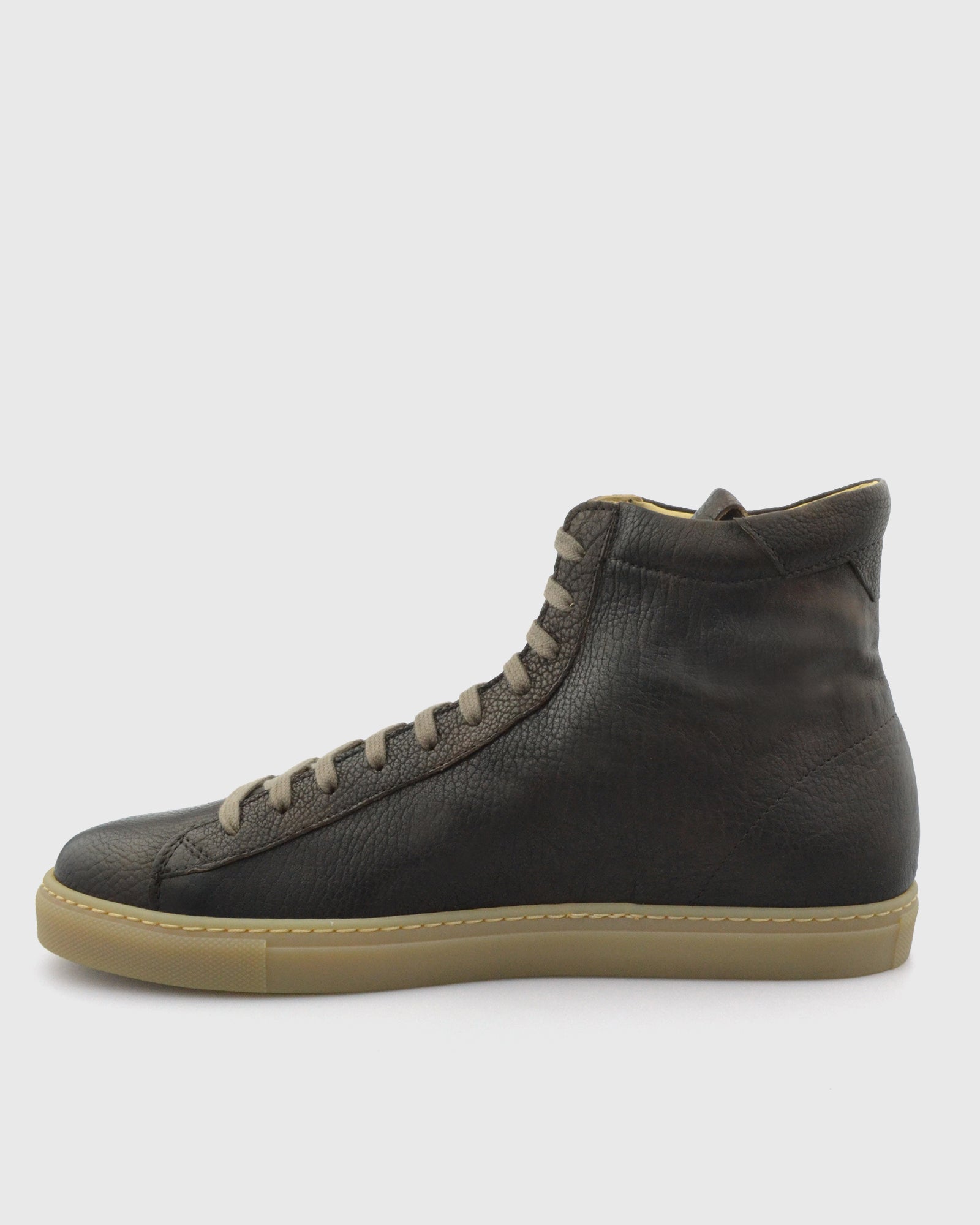 VINCENT & FRANKS VFW23 BROWN HIGH-TOP LEATHER SNEAKER