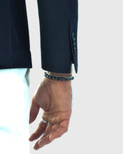 Load image into Gallery viewer, KARL LAGERFELD 524030 NAVY HERRINGBONE BLAZER