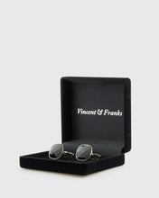 Load image into Gallery viewer, VINCENT & FRANKS VF23195C BLACK CRYSTAL CUFFLINKS