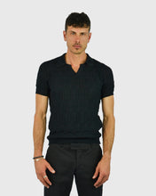 Load image into Gallery viewer, VINCENT & FRANKS S221VF-V SS BLACK KNITTED POLO