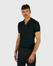 Load image into Gallery viewer, VINCENT & FRANKS S221VF-V SS BLACK KNITTED POLO
