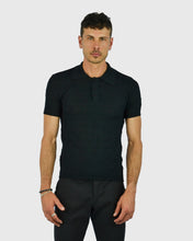 Load image into Gallery viewer, VINCENT & FRANKS S221VF SS BLACK KNITTED POLO