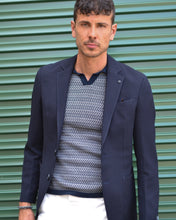 Load image into Gallery viewer, KARL LAGERFELD 524030 NAVY HERRINGBONE BLAZER