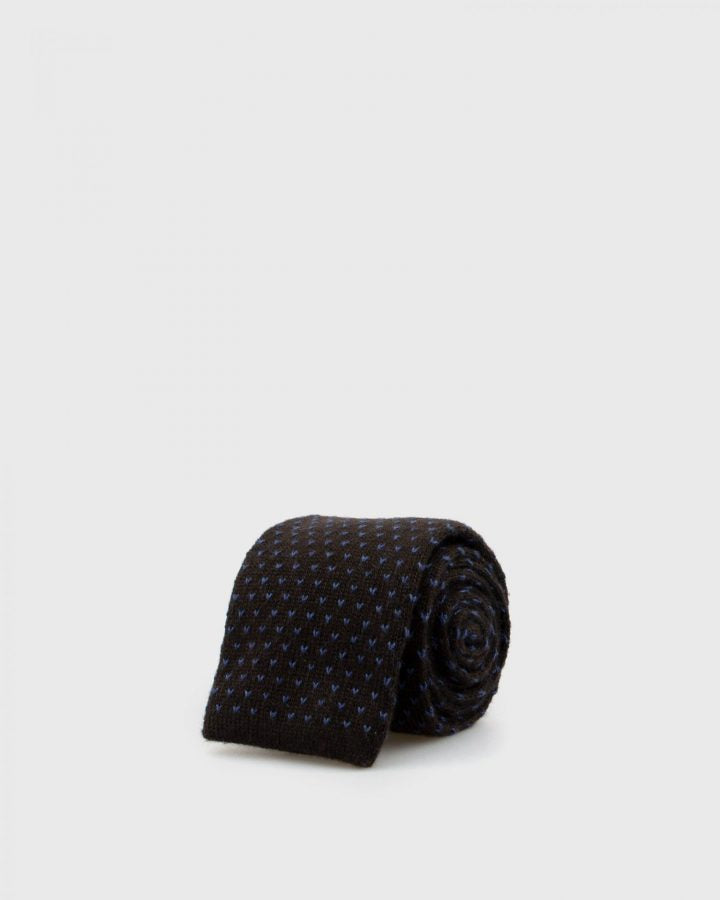 ETON S19-01 KNITTED SILK & CASHMERE BROWN TIE