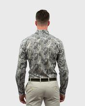 Load image into Gallery viewer, VINCENT & FRANKS S183636041S GREY PAISLEY LIBERTY PRINT SLIM SC SHIRT