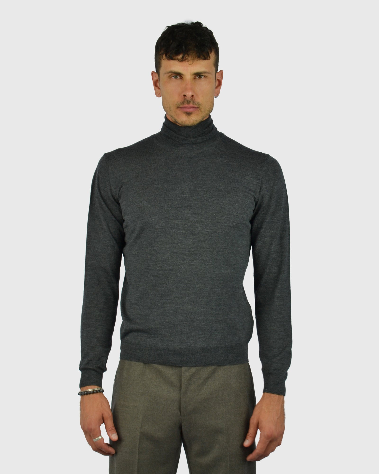 VISCONTI W23R CHARCOAL WOOL ROLL NECK / POLO NECK