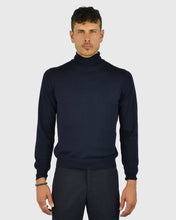 Load image into Gallery viewer, VISCONTI W23R NAVY WOOL ROLL NECK / POLO NECK