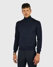 Load image into Gallery viewer, VISCONTI W23R NAVY WOOL ROLL NECK / POLO NECK