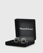 Load image into Gallery viewer, VINCENT & FRANKS VF20627 BLACK LEATHER CUFFLINKS