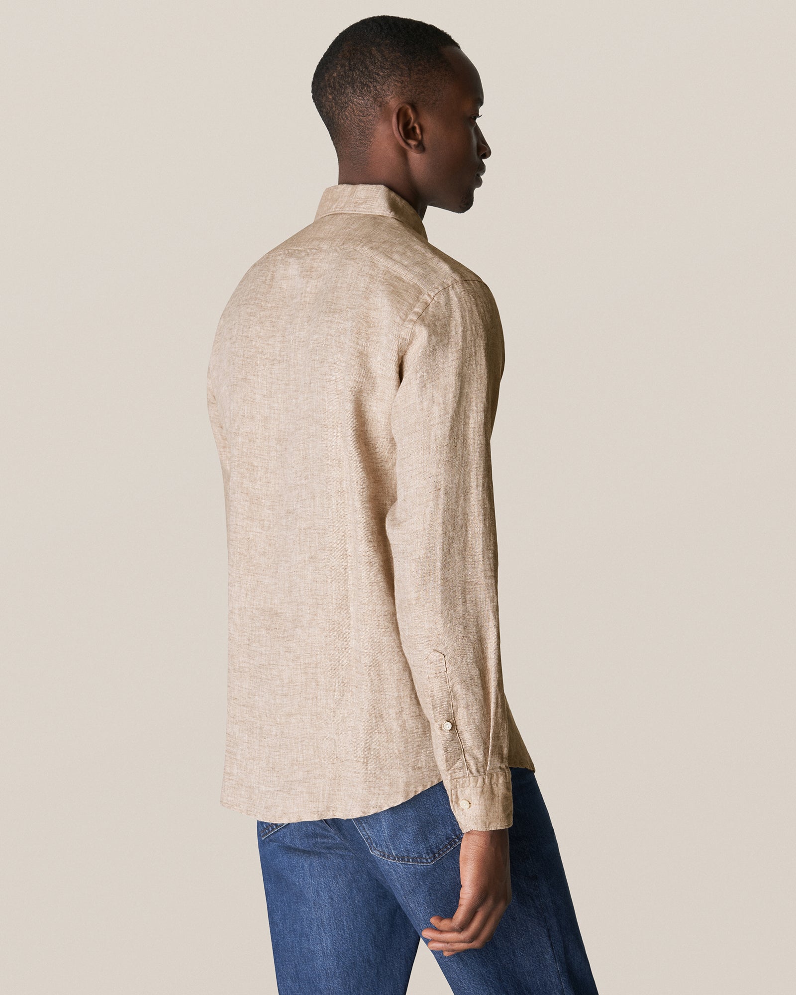 ETON 10000321738 OATMEAL SLIM LINEN SC SHIRT