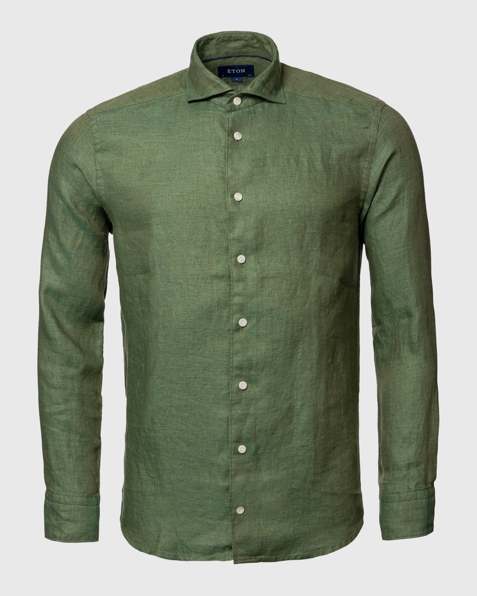 ETON 10000321768 GREEN SLIM LINEN SC SHIRT