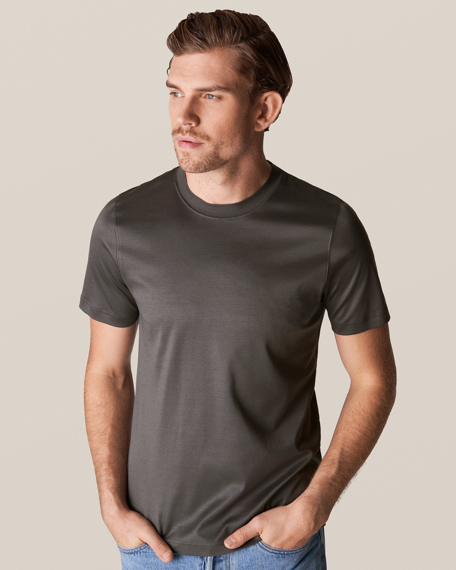 ETON 10000235615 SS FILO DI SCOZIA GREY CREW T-SHIRT