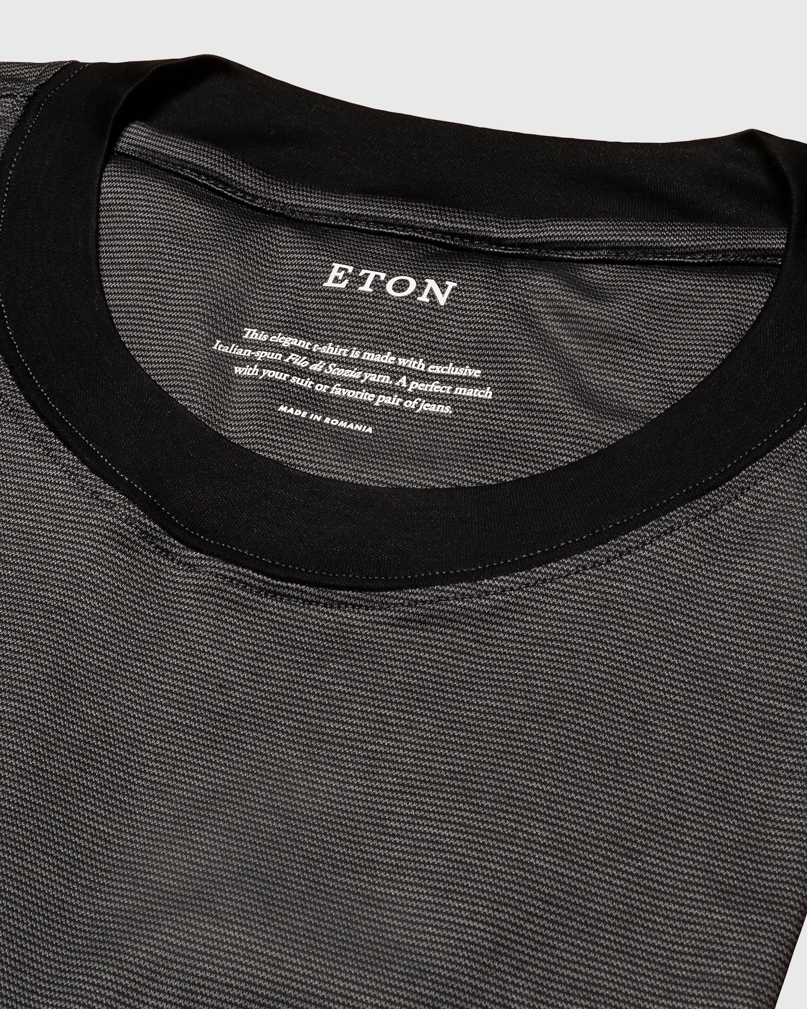 ETON 10000358819 SS FILO DI SCOZIA BLACK CREW T-SHIRT
