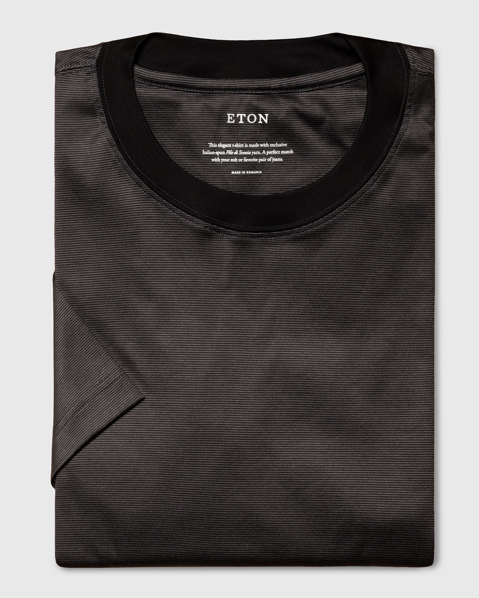 ETON 10000358819 SS FILO DI SCOZIA BLACK CREW T-SHIRT