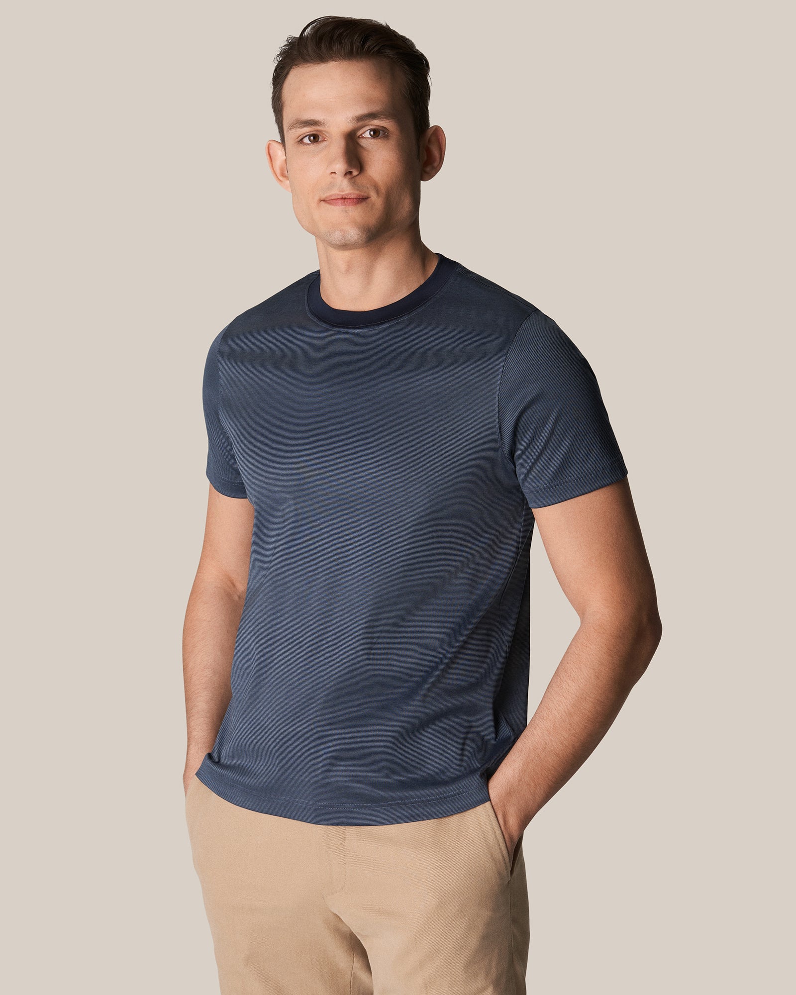 ETON 10000358829 SS FILO DI SCOZIA BLUE CREW T-SHIRT
