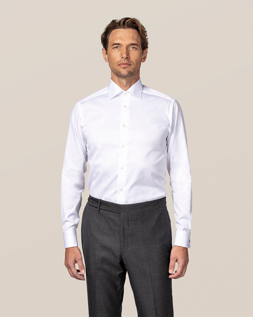 ETON 100012300 WHITE SIGNATURE TWILL FRENCH CUFF SHIRT