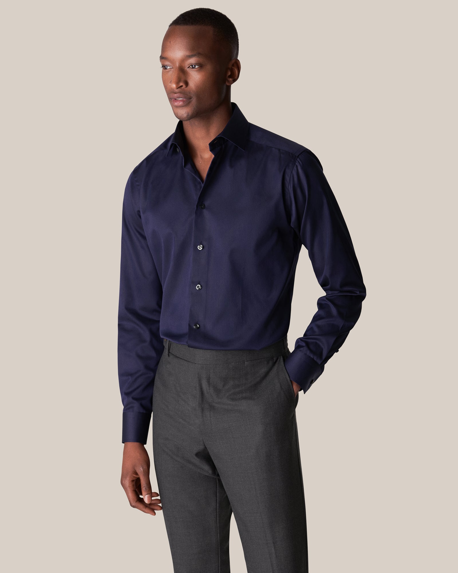 ETON 100012342 NAVY SIGNATURE TWILL SC SHIRT