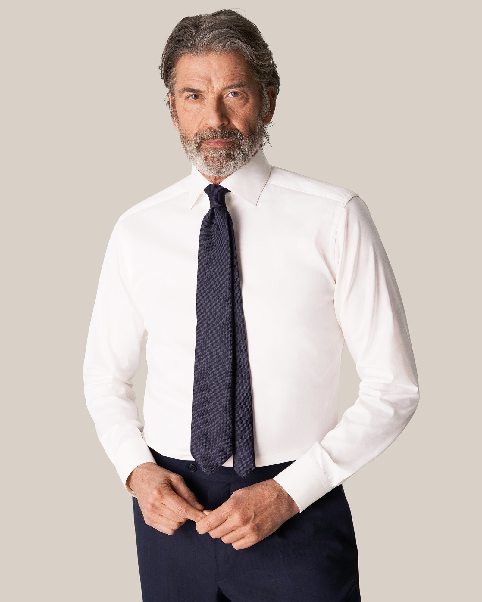 ETON 10001234202 IVORY SIGNATURE TWILL SLIM SC SHIRT