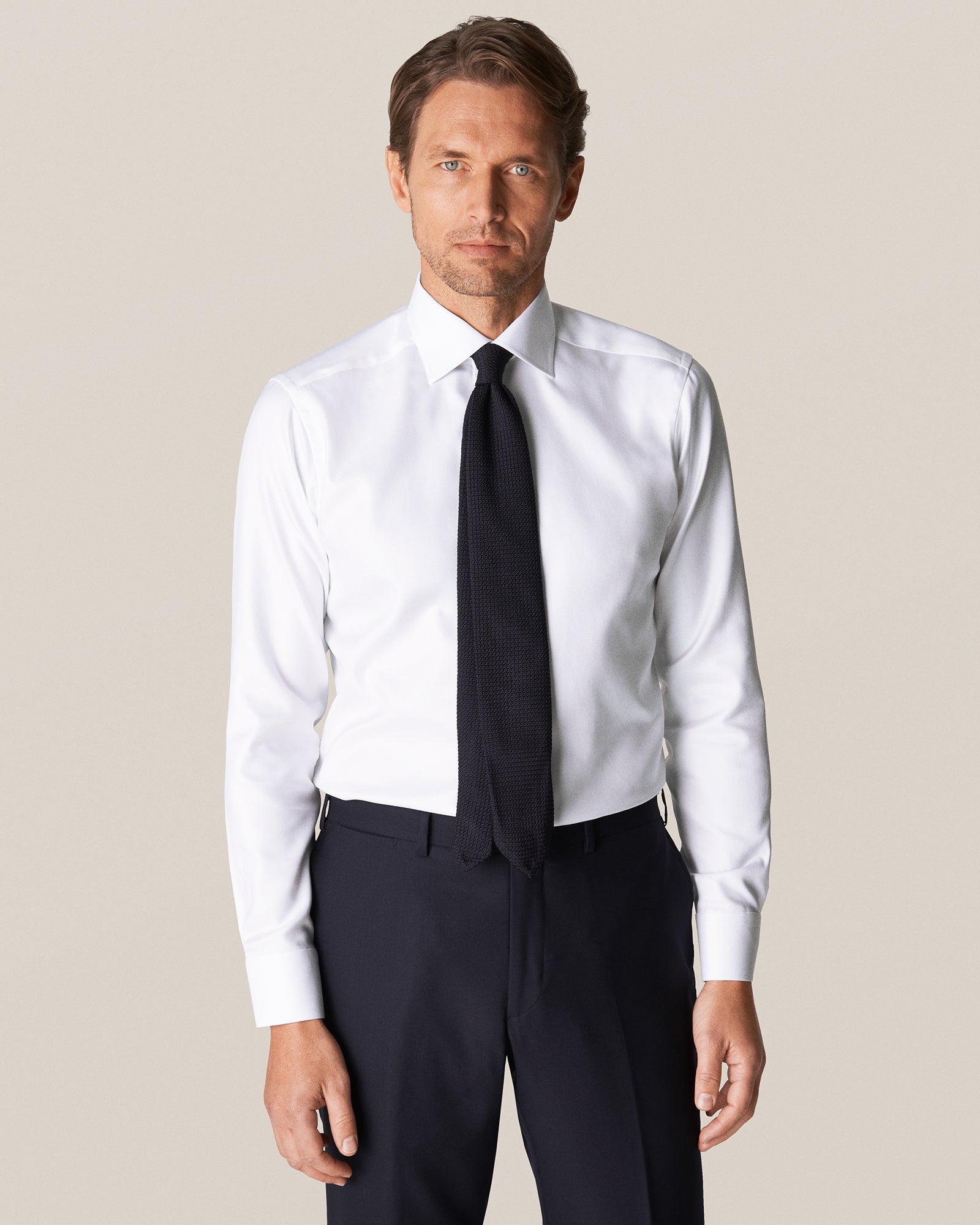 ETON 310079100 WHITE TEXTURED TWILL SC SHIRT