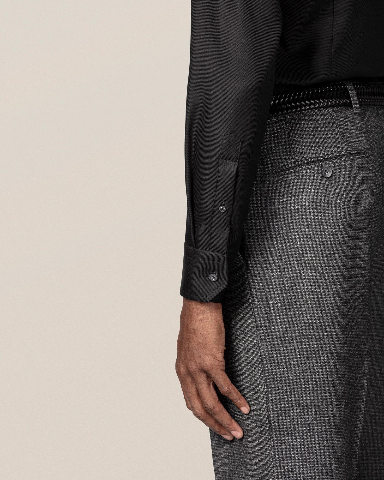 ETON 310079118 BLACK TEXTURED TWILL SC SHIRT