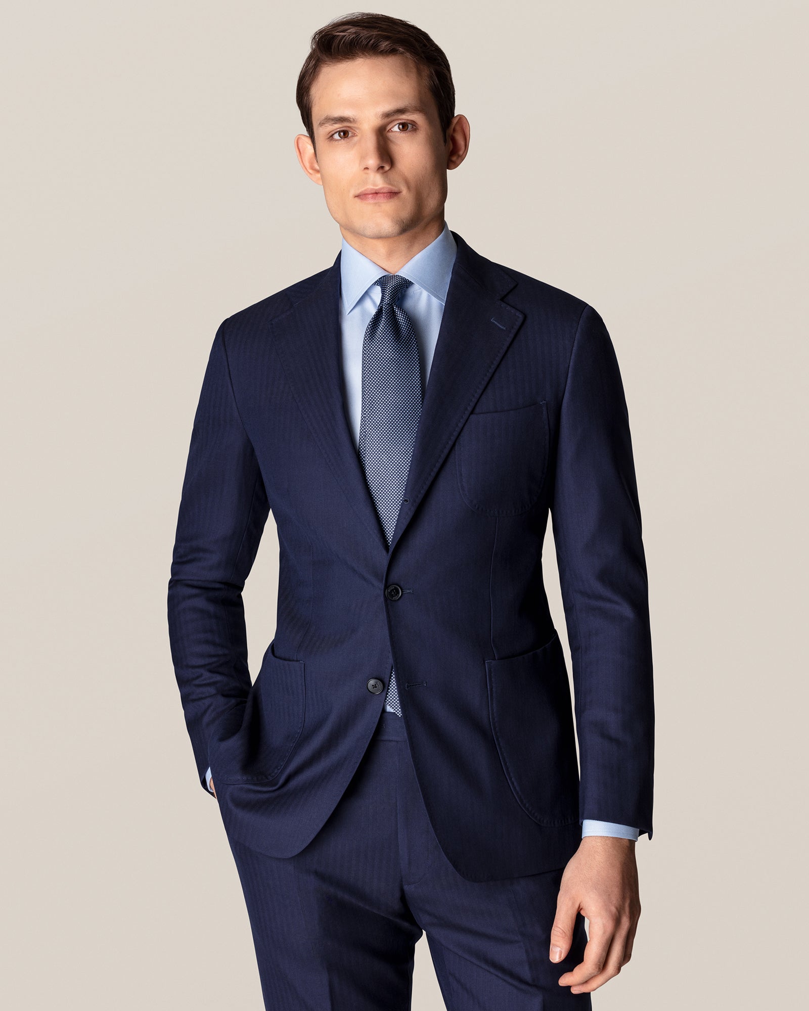 ETON 310079122 BLUE TEXTURED TWILL SC SHIRT