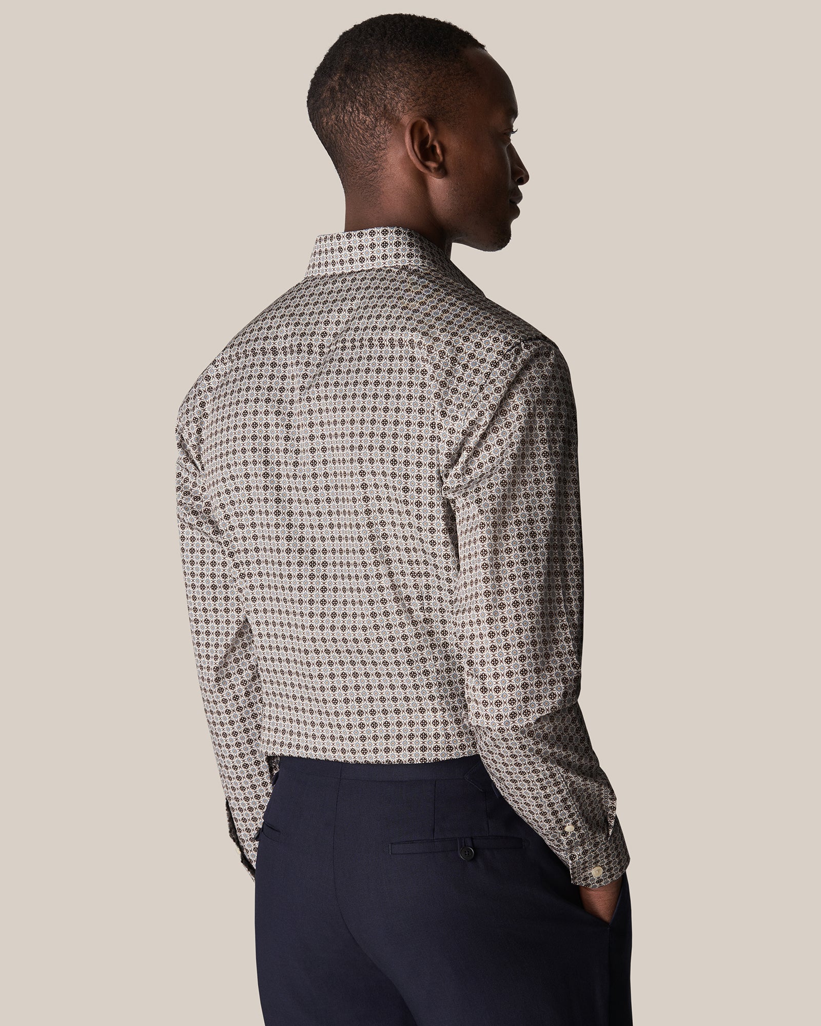 ETON 10000351001 WHITE PRINT SLIM SC SHIRT
