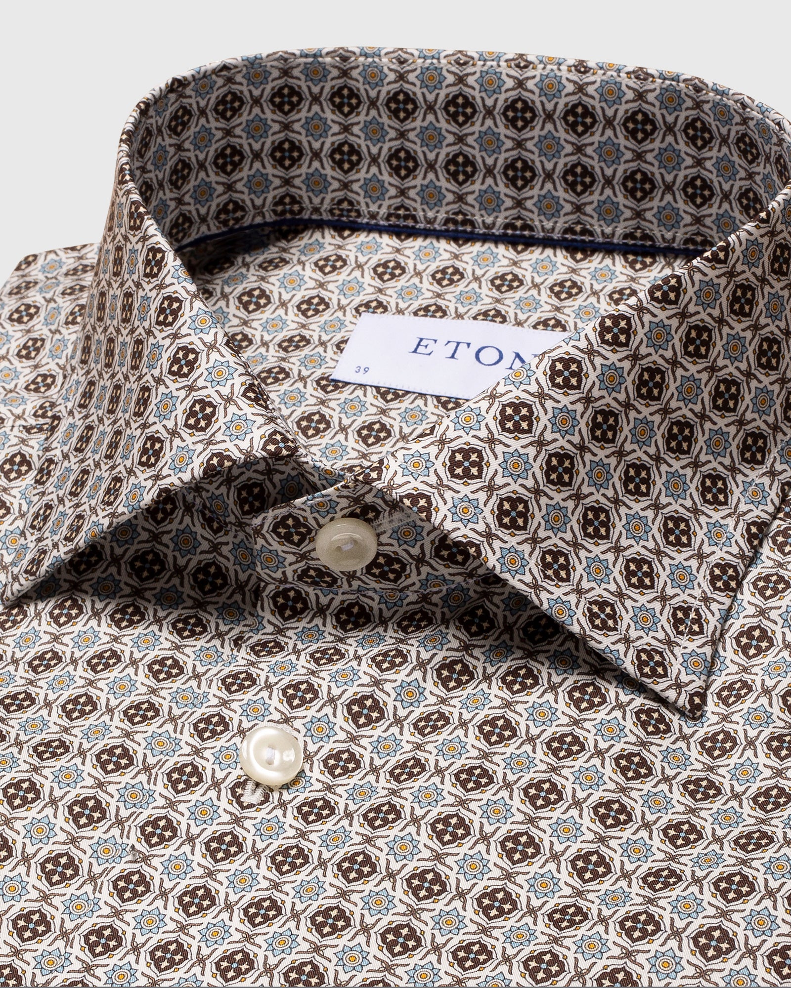 ETON 10000351001 WHITE PRINT SLIM SC SHIRT