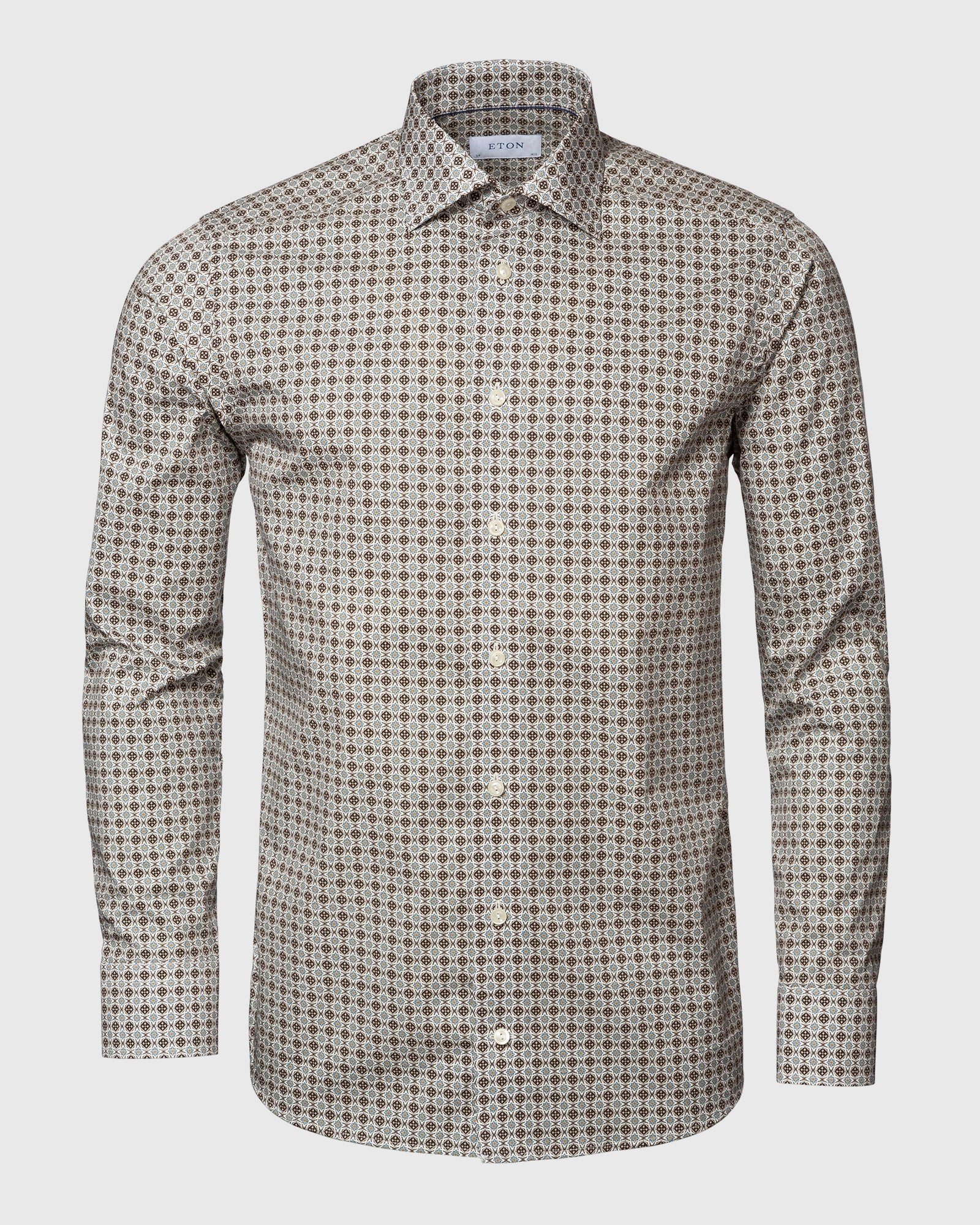 ETON 10000351001 WHITE PRINT SLIM SC SHIRT