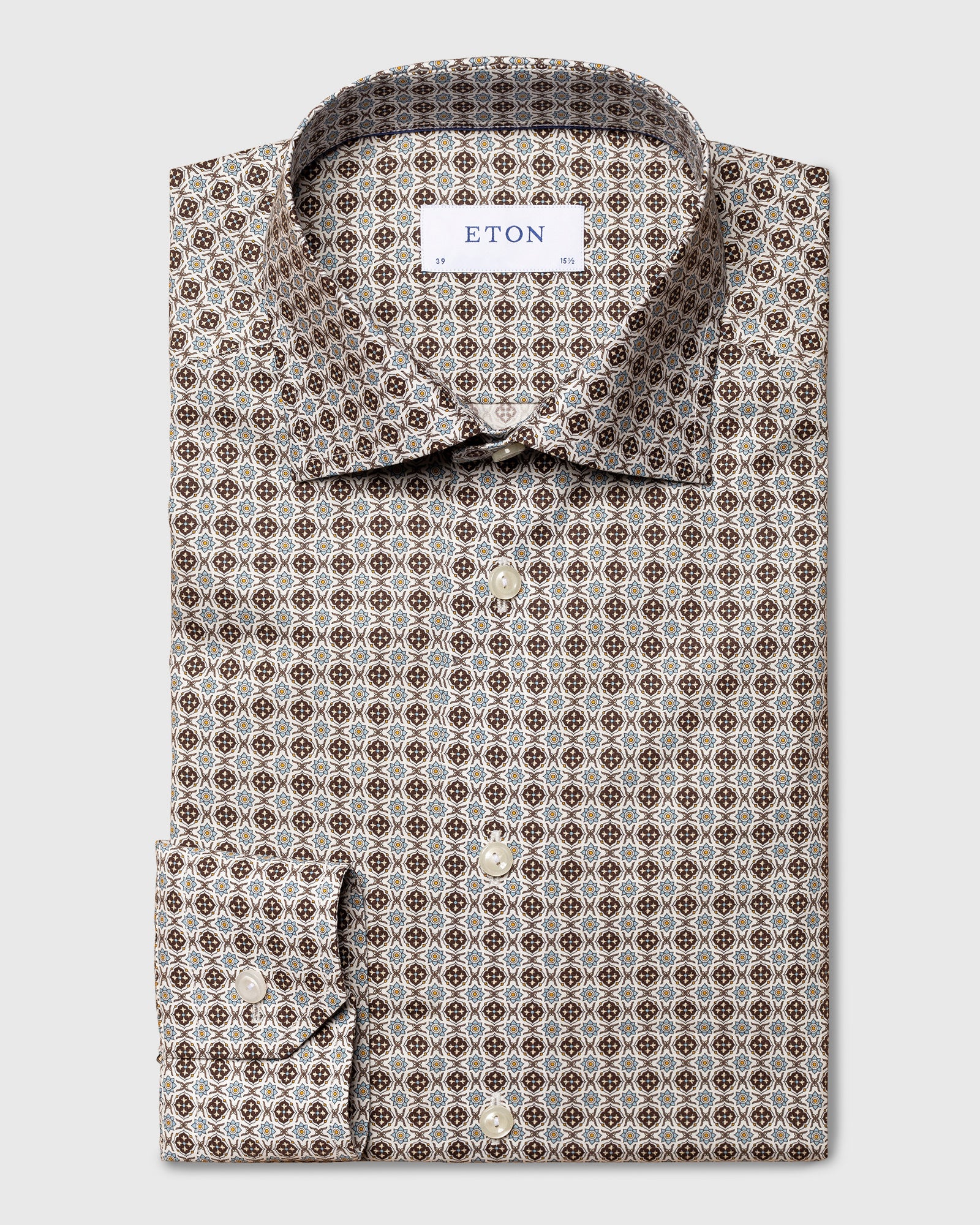 ETON 10000351001 WHITE PRINT SLIM SC SHIRT