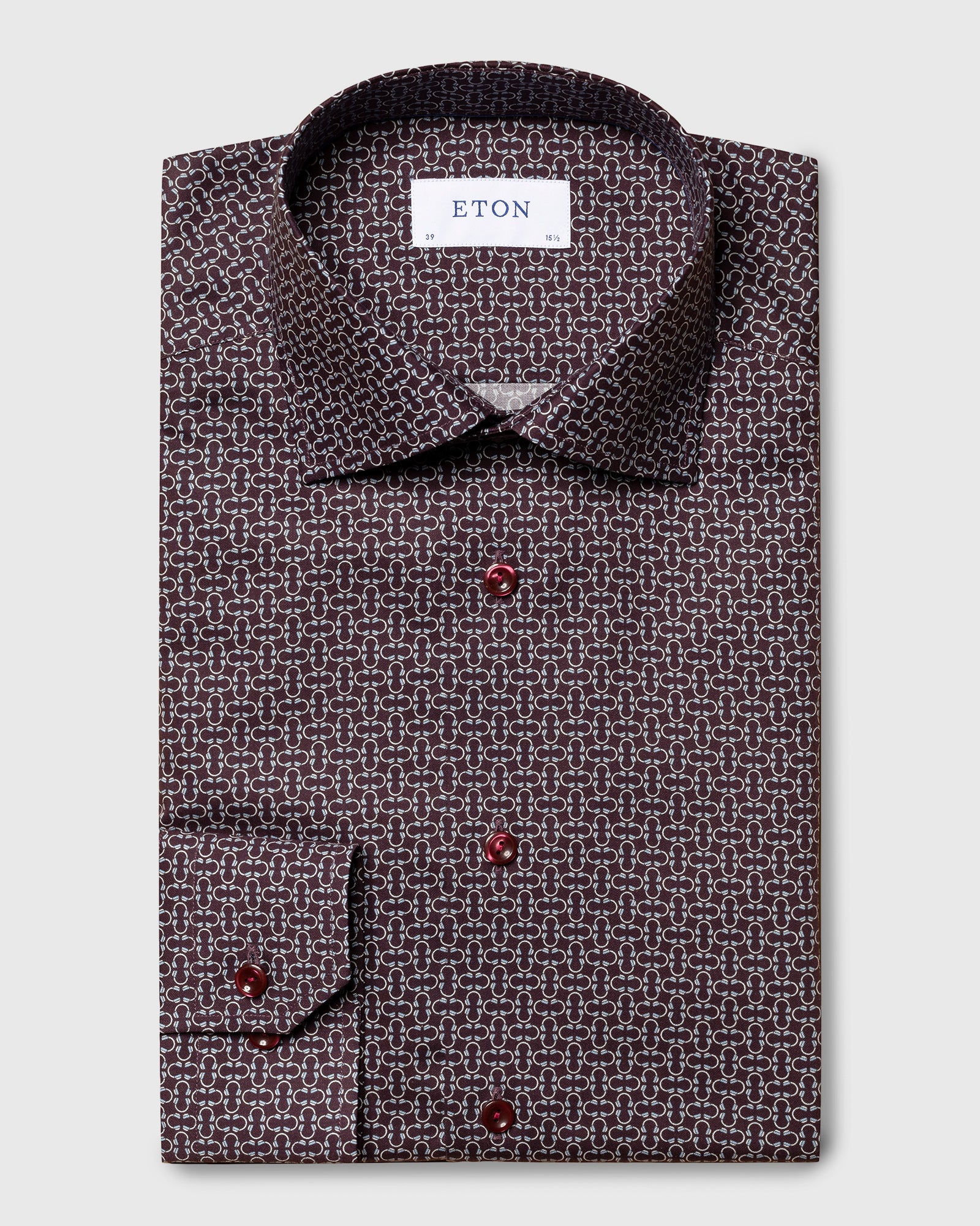 ETON 10000354959 WINE PRINT SLIM SC SHIRT